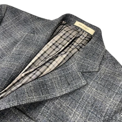 Blazer Joseph Abboud Para Hombre Franela Lana Calce Ajustado 2 Botones Azul/Gris A Cuadros • 38R Foto 1 de 4
