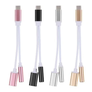 2-in-1 Adapter Cable 3.5mm Audio jack USB Type-C To 3.5MM Splitter - Picture 1 of 13