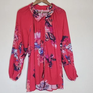 Blusa Free People Top Mujer Pequeña Roja Floral De Gran Tamaño Femenina Cottagecore - Imagen 1 de 6