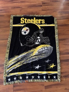 VTG Pittsburgh Steelers Football Helmet NFL Northwest Tapestry Throw Blanket - Picture 1 of 1