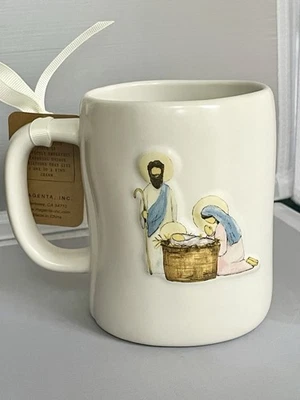 RAE DUNN  JOY TO THE WORLD Coffee Mug Nativity Christmas Double Sided 18oz NWT - Image 1 of 4