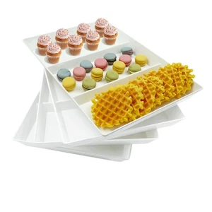 Divided Serving Tray Platter, 4 Pack 15" x 10" Fruit Veggie Food Tray for Par... - Picture 1 of 7