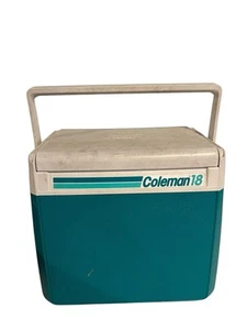 Vintage 1989 Coleman 18 Cooler Blue Flip Lid w/ Cup Holders Retro USA - Picture 1 of 5