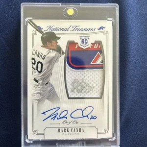 2015 National Treasures Mark Canha RC Laundry Tag 1/1 Auto RC A’s - Picture 1 of 2