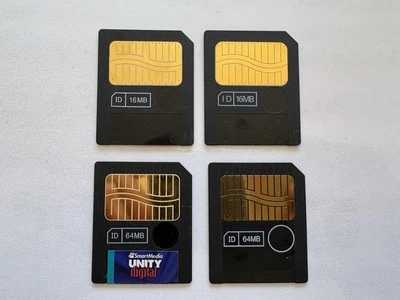 Smartmedia Cards. Two 64mb. Two 16mb.  160mb Total - Image 1 of 4