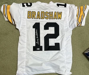 TERRY BRADSHAW SIGNIERT STEELERS TRIKOT BECKETT AUTHENTIC BAS Aufkleber Fußball XL - Bild 1 von 7