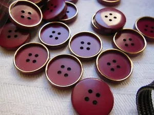 Lot 12 boutons rouge foncé doré 4 trous couture mercerie 1,7 cm ref 2254 - Bild 1 von 1