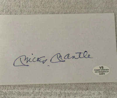 Mickey Mantle Signed 3x5 Autographed Index Card w/ COA Auto New York Yankees HOF - Image 1 of 3