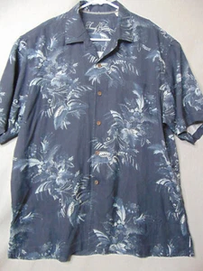 Tommy Bahama Herren 100 % Seide XL Hawaiihemd geknöpft schwarz - Bild 1 von 8