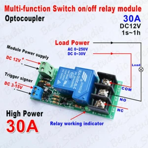 DC 12V 30A Multifunction Delay Time Timing Switch Timer Relay Turn On/Off Module - Picture 1 of 7