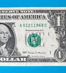 January 21, 1968 : A 01211968 C $1 One Dollar Bill BIRTHDAY Note - Picture 1 of 3
