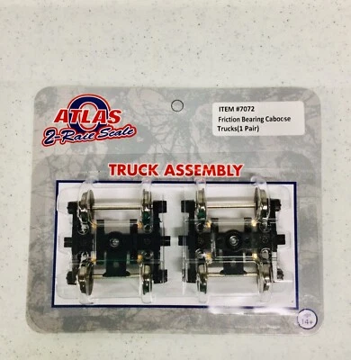 Atlas 1 Pair O Scale 2 Rail Friction Bearing Caboose Trucks #7072  Factory New - Image 1 of 3