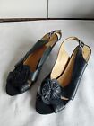 LADIES ST CONE HEEL SHOES - BLACK, SIZE 5, FLOWER ACCENT FRONT