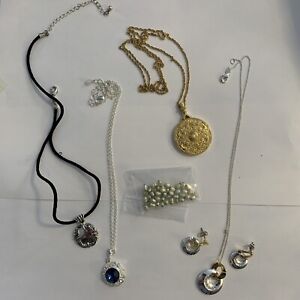 Mixed lot 6 Items Silver Gold Earrings Avon Necklace Vintage Jewelry Pearls CC4