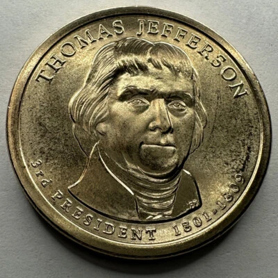 2007-D Thomas Jefferson Presidential $1 Dollar Coin from US Mint Satin Set. UNC - Image 1 of 4