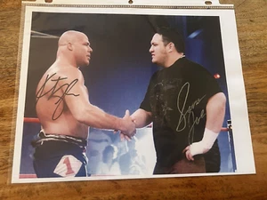 Autographed Samoa Joe & Kurt Angle 8x10 Photo Hand Signed Pro Wrestling COA - Picture 1 of 4