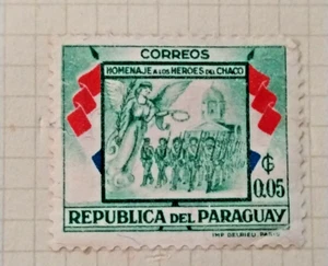 Paraguay 1957 Heroes of the Chaco war soldiers Correos Postage Stamp fine hinged - Picture 1 of 3