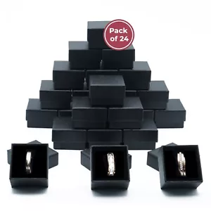 Wholesale Black Ring Gift Box with Foam and Velvet Insert 1.5 x 1.5 x 1.25 Inch - Picture 1 of 9