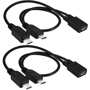 Micro Usb 1 To 2 Splitter Cord 2 Pack 0.3m/12inch Micro Usb Female To Dual Micro - Picture 1 of 7