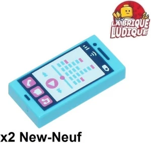 Lego 2x Tile Decorated 1x2 Smartphone Phone Music Play 3069pb0854 - Picture 1 of 1