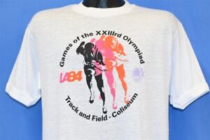 vtg 80s LOS ANGELES OLYMPIC GAMES 1984 LA84 TRACK & FIELD RINGER t-shirt L