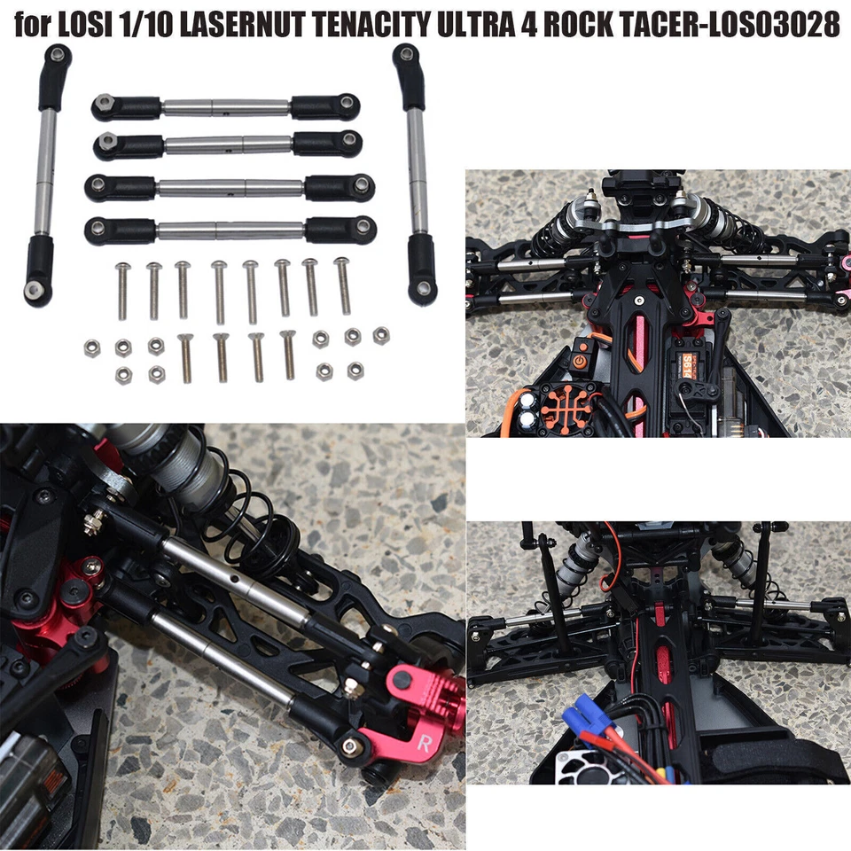 Tie Rod Stainless Steel Joint Kit for Losi 1/10 Lasernut Tenacity Ultra4 RC Car