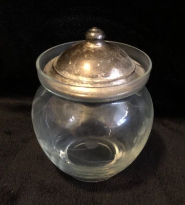 Tarro de vidrio grabado con tapa Webster de plata de ley. 13 gramos Foto 1 de 4