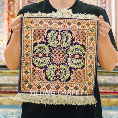 1x1ft Hand Knotted Area Rug Mini handmade Silk Carpet Hanging Tapestry LJH122A - Image 1 of 4