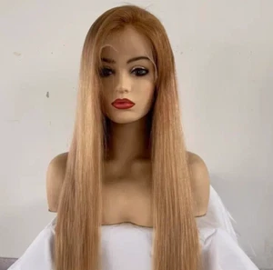 ombre buttery blonde natural brown hair lace front European 100% Human Hair Wig - Picture 1 of 4