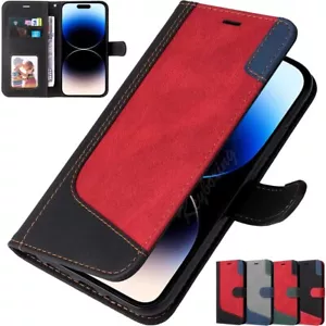 For iPhone 14 13 12 11 XS XR SE 6 7 8 Plus Wallet Card Holder Leather Case Cover - Picture 1 of 29