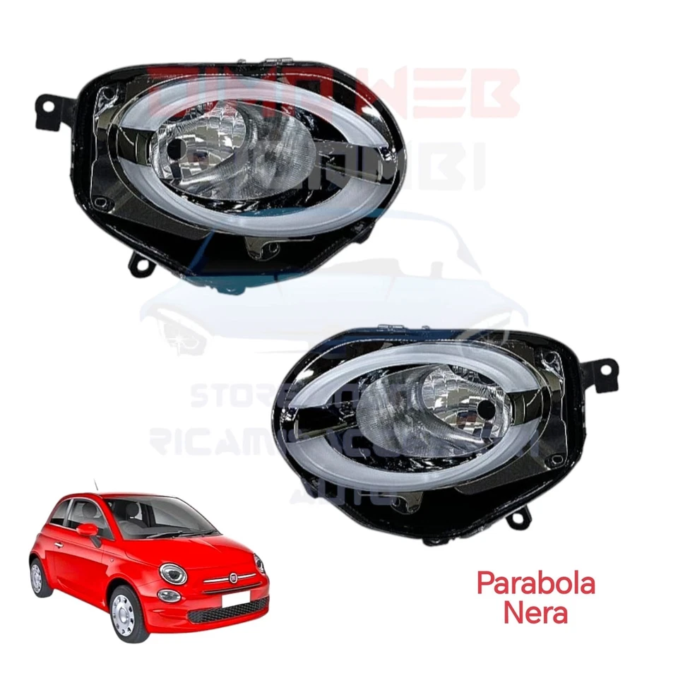 COPPIA FARI FANALI INFERIORI DX SX FIAT 500 DAL 2015 RESTYLING PARABOLA NERA LED - Imagen 1 de 2