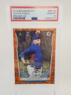 2014 Bowman D.P #DP120 Justin Steele Orange Ice 06/25 PSA 10 - Image 1 of 4