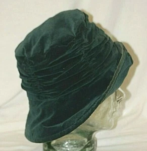 Ladies Green Crusher Hat 100% Cotton with Satin Lining Vintage - Picture 1 of 5