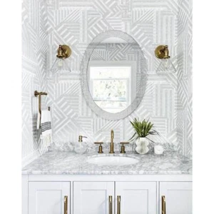 Decor Wonderland Bathroom Vanity Mirror 32"x 24" Frameless Single Oval Silver - Picture 1 of 7