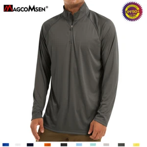 UPF50 Mens Sun/Skin Protection Long Sleeve Shirts Anti-UV Golf Swimming T-Shirts - Picture 1 of 81