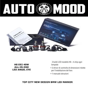 H8 KIT ALL IN ONE LED ANGEL EYE 40W MIT STEUERTREIBER - 2 GLÜHBIRNEN - 4 CHIP - Bild 1 von 5