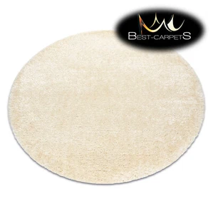 Amazing Modern Rug shaggy "FLUFFY" 5cm, circle, single-colour CREAM High Quality - Picture 1 of 6