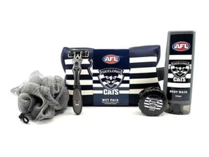 Geelong Cats AFL Toiletries Gift Bag! Bag Body Wash Razor Soap Loofah - Picture 1 of 2