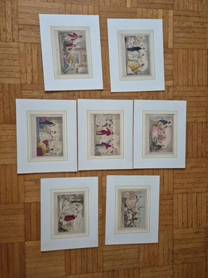 7xAntike Stahlstiche handkoloriert, John Leech 1817-1864 - Bild 1 von 4