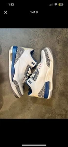 Size 10.5 - Jordan 3 Retro True Blue ( 2011 release - NO BOX ) - Picture 1 of 9