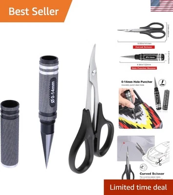 Lightweight 0-14mm Adjustable Hole Punch with Curved Scissors for Lexan Plastic - Image 1 of 4