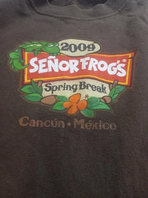 Senor Frogs Mens XXL Graphic T-shirt Brown Spring Break 2009 Cancun Mexico - Image 1 of 4