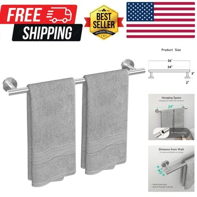 24-дюймовая компактная матовая никелевая стойка для полотенец — прочная нержавеющая сталь - Изображение 1 из 4