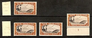 NZ 1935-42 PICTORIAL ISSUE 3/- MT. EGMONT SG569-590c varieties , printings x 11 - Picture 1 of 4