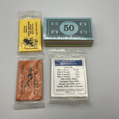 1999, Monopoly, Replacement, Parts, Deeds, Cards, Money, Vintage, 65 Anniversary - Image 1 of 4