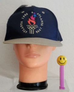 Vintage 1996 Atlanta Olympische Spiele Druckknopflasche Mütze neu mit Etikett blau Kappe mit hellbrauner Krempe von Logo 7 - Bild 1 von 8