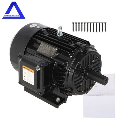 Electric Motor 5 HP 3 Phase 1800 RPM 184T Frame TEFC 230/460 Volt Severe Duty US - Image 1 of 4