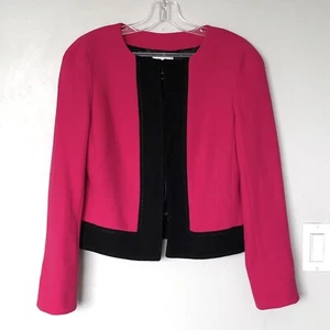 Edward Achour Paris Pink Wool with Black Contrast-trim Cropped Jacket Size 40 FR - Picture 1 of 9