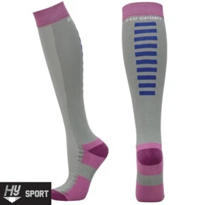 Ladies Riding Socks   Grey/Pink   HySPORT Dynamic Socks   Technical & Functional - Picture 1 of 8