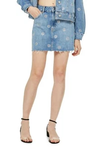Topshop Womens Diamante Embellished Polka Dot Denim Jean Skirt Size 6 US $68 - Picture 1 of 10